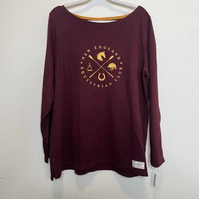 Talbots 'New England Equestrian Club' Long-Sleeve Tee Shirt Size 1X NWT - Image 1 of 4