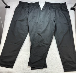 Lot of 2 Uncommon Threads Men’s Medium Chef Pants Workwear Black Elastic Waist - Picture 1 of 12