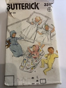 Butterick 3317 Layette Christening Bonnet Dress Gown Jumpsuit Sewing Pattern FF  - Picture 1 of 3