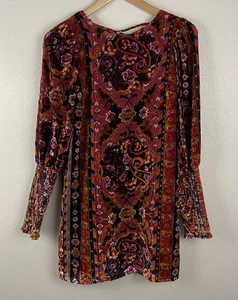 By Anthropologie Womens 0 Velvet Shift Mini Dress Puffed Sleeve Tunic Silhouette - Picture 1 of 8