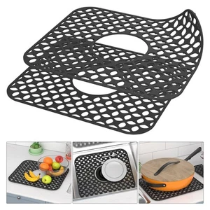 TOOVEM Kitchen Sink Mats, 2PCS Non-Slip Heat Resistant Silicone Sink Protecto... - Picture 1 of 9