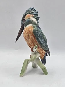 1972 GOEBEL KINGFISHER CV123 Porcelain Bird Sculpture Figurine • Original Label - Picture 1 of 14