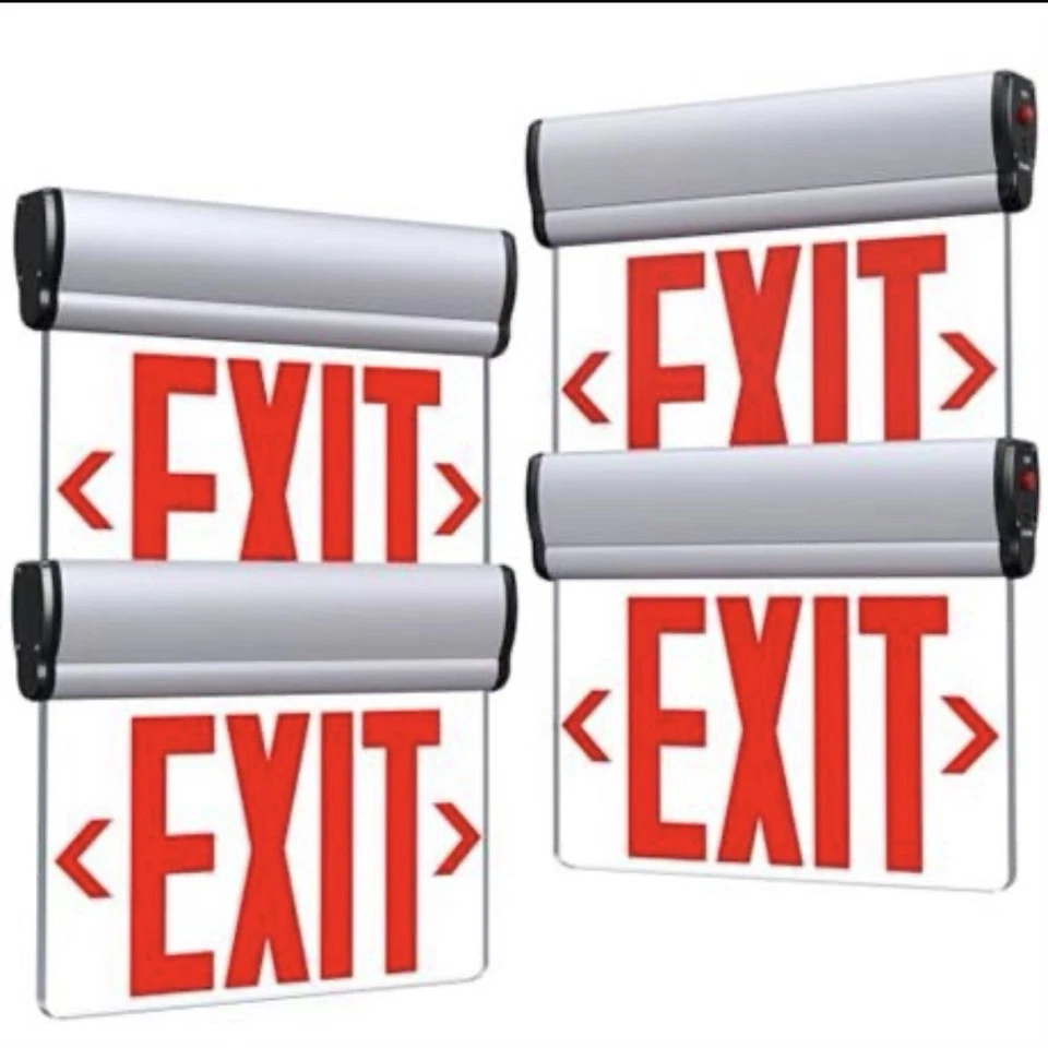 Letrero de salida SASELUX con borde LED carcasa de aluminio cepillado transparente de una cara 4pk Foto 1 de 4