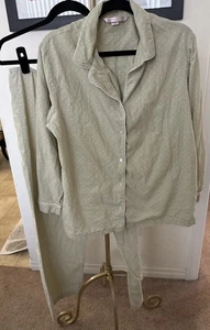 Juego de pijama Victoria’s Secret Pink Label M verde salvia a lunares 100 % algodón - Imagen 1 de 5