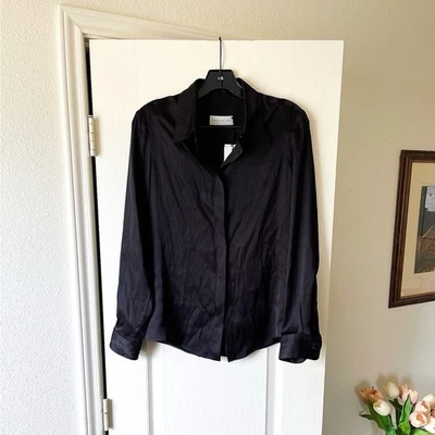 Veronica De Piante Camille Washed Black Silk Shirt Italy 38 Flawed - Image 1 of 4