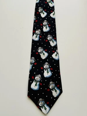 Corbata para hombre - Corbata de vacaciones muñeco de nieve de Hallmark. Negro, blanco, rojo Foto 1 de 2