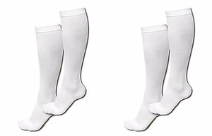 2 Pair Sm/Med White Graduated Compression Socks Support Stockings Men's Women's - Picture 1 of 5