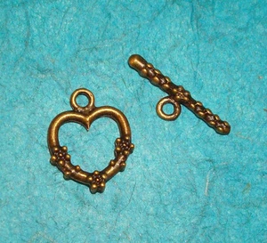 Jewelry Making Supplies Toggle Closure Bracelet Clasp Bronze Heart Charm Crafts - Picture 1 of 1