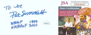 PAT SUMMITT Signed Autograph 3x5 Index Card JSA COA UT Lady Vols Basketball SEC - Picture 1 of 1