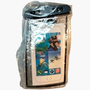Waterproof Phone Pouch Adjustable Lanyard Swimming Diving Boating Black - Picture 1 of 4