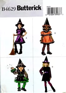 Disfraz de bruja niño pequeño patrón de costura U-Pick talla 1-6 Butterick 4629 fuera de imprenta - Imagen 1 de 2