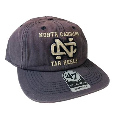 Carolina del Norte Tacones Alquitranados UNC '47 Marca Capitán Retro Azul Polvo Snapback Sombrero Foto 1 de 4