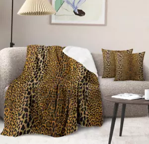 Cheetah Leopard Print Sherpa Throw Blankets Winter Bed Blanket Lightweight Sofa - Picture 1 of 5