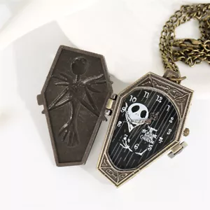 Steampunk Gothic Skull Quartz Pocket Watch with Chain Gifts for Men Women Kids - Picture 1 of 16