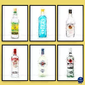 Stampe bottiglie rum/vodka splatter art poster decorazione bar, WKD, Wray Rum A5 A4 A3 - Foto 1 di 7