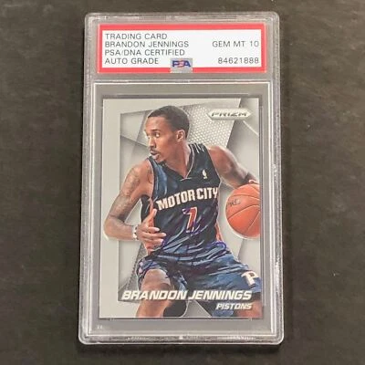2014-15 Panini Prizm #39 Brandon Jennings Signed Card AUTO 10 PSA/DNA Slabbed Pi - Image 1 of 2