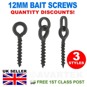 METAL FISHING BAIT SCREWS 12MM 3 STYLE BLACK TERMINAL RIG TACKLE POP UPS CARP UK - Picture 1 of 13