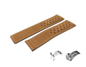 20mm 22mm Brown Suede Leather Strap Band fit Tag Heuer watch Buckle Clasp Pins - Picture 1 of 8
