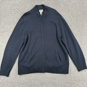 LL Bean Pullover groß L blau durchgehender Reißverschluss Taschen Mock Ausschnitt Logo Jacke Herren - Bild 1 von 13