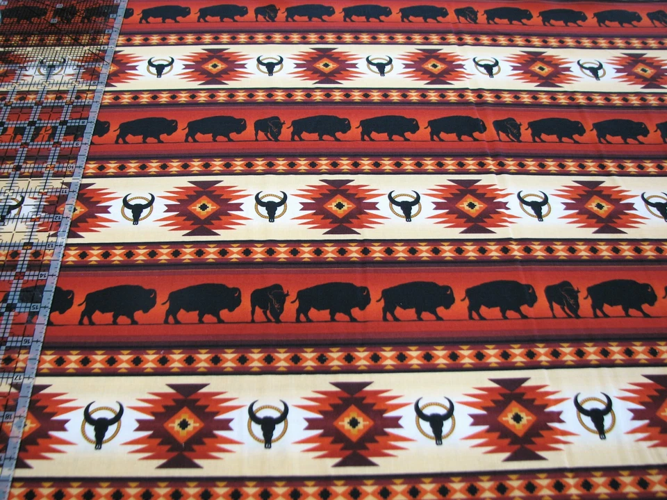 3 Yards Digital Cotton Fabric - Elizabeth's Studio Tucson Western Buffalo Stripe - Image 1 of 1