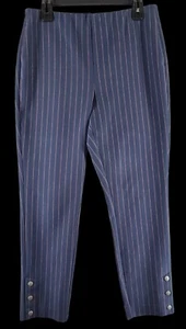 Pantaloni donna Rag & Bone Simone gessato polsino a scatto blu vita alta crop TAGLIA 12 - Foto 1 di 12