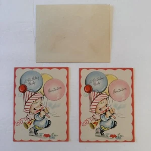 Vintage 2 unbenutzte Kindergeburtstag Party Einladung 40er/50er Jahre American Greetings - Bild 1 von 6