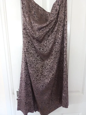 Monsoon Soft Pink/Choc Chinese Silk Jacquard Vintage Skirt Size 22 New - Image 1 of 2