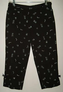 Pantalones capri elásticos Ann Taylor para mujer talla 4 cintura 29" negros recortados bordados - Imagen 1 de 6