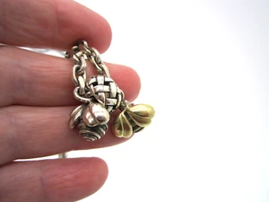 Splendida Collana Santa di Sarah Argento Sterling Oro Giallo 18k Due Api 60 Grammi - Foto 1 di 4