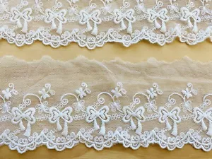 2 Yards Bright White Embroidered Lace Trim for Sewing/Bridal/Crafts/3" Wide - Picture 1 of 14