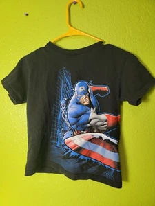 Marvel Youth Shirt Wrap Around Print Captain America Spiderman Ironman Wolverine - Picture 1 of 5