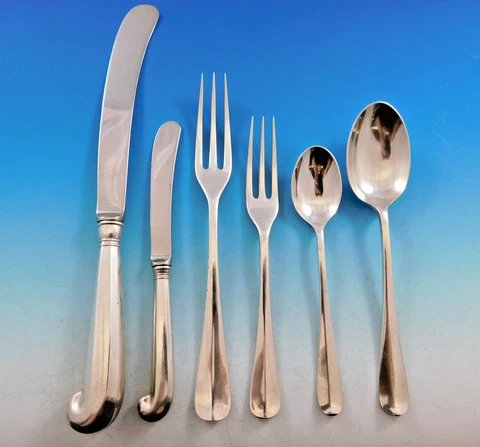Queen Anne Williamsburg by Stieff Sterling Silver Flatware Set 12 Dinner 74 pcs Cover