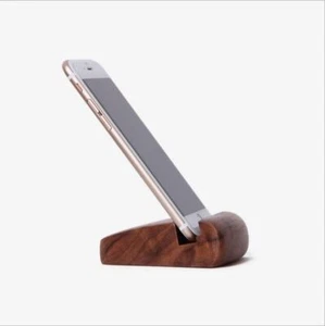Durable Walnut Wooden Wood Holder Desktop Stand Bracket For iPhone Phone Pad - Photo 1 sur 5