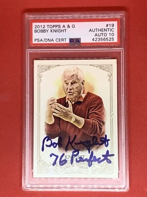 2012 Topps Allen & Ginter Bobby Knight Autograph PSA 10 - Image 1 of 3
