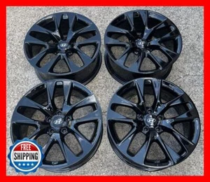 HYUNDAI GENESIS Factory WHEEL SET 18" OEM Rims 70839 70840 BLACK GLOSS #S - Picture 1 of 6