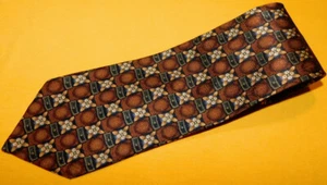 J. Z. RICHARDS MADE IN U.S.A. BROWN/YELLOW/BEIGE GEOMETRIC TIE - DESIGNER TIES. - Picture 1 of 3