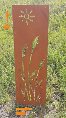 Gartenschild Sichtschutz Gartenstecker Stele Edelrost Gartendeko Windschutz - Bild 1 von 3