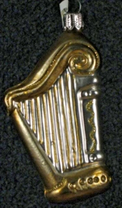 Gold and Silver Harp Ornament - Picture 1 of 1