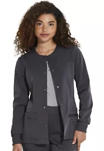 Balance Women Warm Up Scrubs Jacket Snap Front Plus Size DK380, 3XL, Pewter - Picture 1 of 8