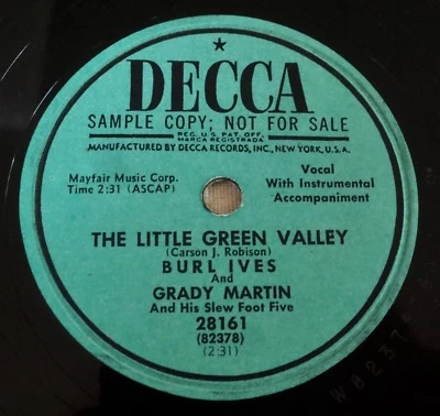 Burl Ives Grady Martin - The Little Green Valley / Diesel Smoke Dangerous Curves - Image 1 of 2