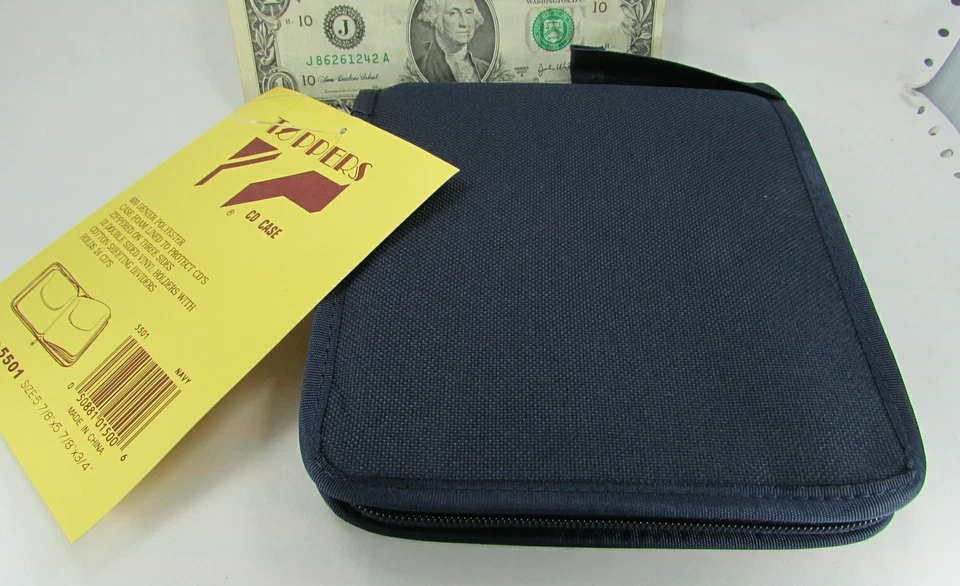 Toppers 5501 Navy ZIPPER CD Travel Cases Storage 12 Sleeve Hold 24 DVD CD Disc