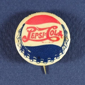 1940s Vintage Pepsi-Cola Soda Advertising Celluloid & Tin Pinback Button - Picture 1 of 2