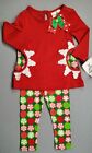 Baby Girl Clothes New Rare Editions 12 Month 2Pc Green & Red Christmas Outfit