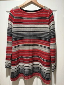 LAUREN Ralph Lauren Open Knit Boatneck Sweater Sz. 1X $148 Striped Multicolor - Picture 1 of 6