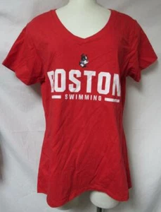 Boston University Terriers Swimming Women's Size Large V-Neck T-Shirt C1 2523 - Picture 1 of 4