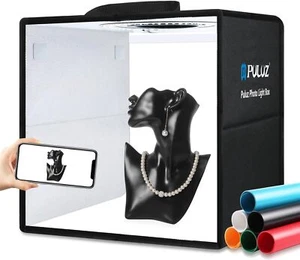 PULUZ 12" Photo Studio Light Box Dimmable Shooting Tent Kit with Backdrops (USA) - Picture 1 of 12