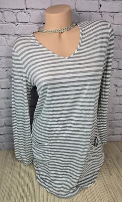 Maria Gabrielle серый белый маленький S свободного в полоску верхний комфорт эластичной карманы - Изображение 1 из 4