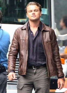 Inception Cobb Vintage Genuine Cow Leather Brown Mens Leather Jacket - Picture 1 of 3