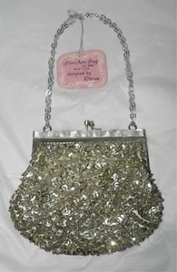 Vintage MCM FINE ARTS BAG Co Dikran Design PERLEN PAILLETTEN MOP ABENDTASCHE Neu mit Etikett - Bild 1 von 6