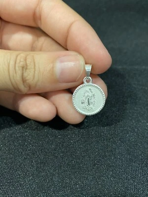 925 Sterling Silver Boys Men Girls Women Small Round Virgin Virgen Pendant Medal - Image 1 of 4